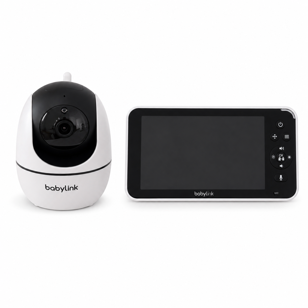 Baby monitor with camera and display on a white background